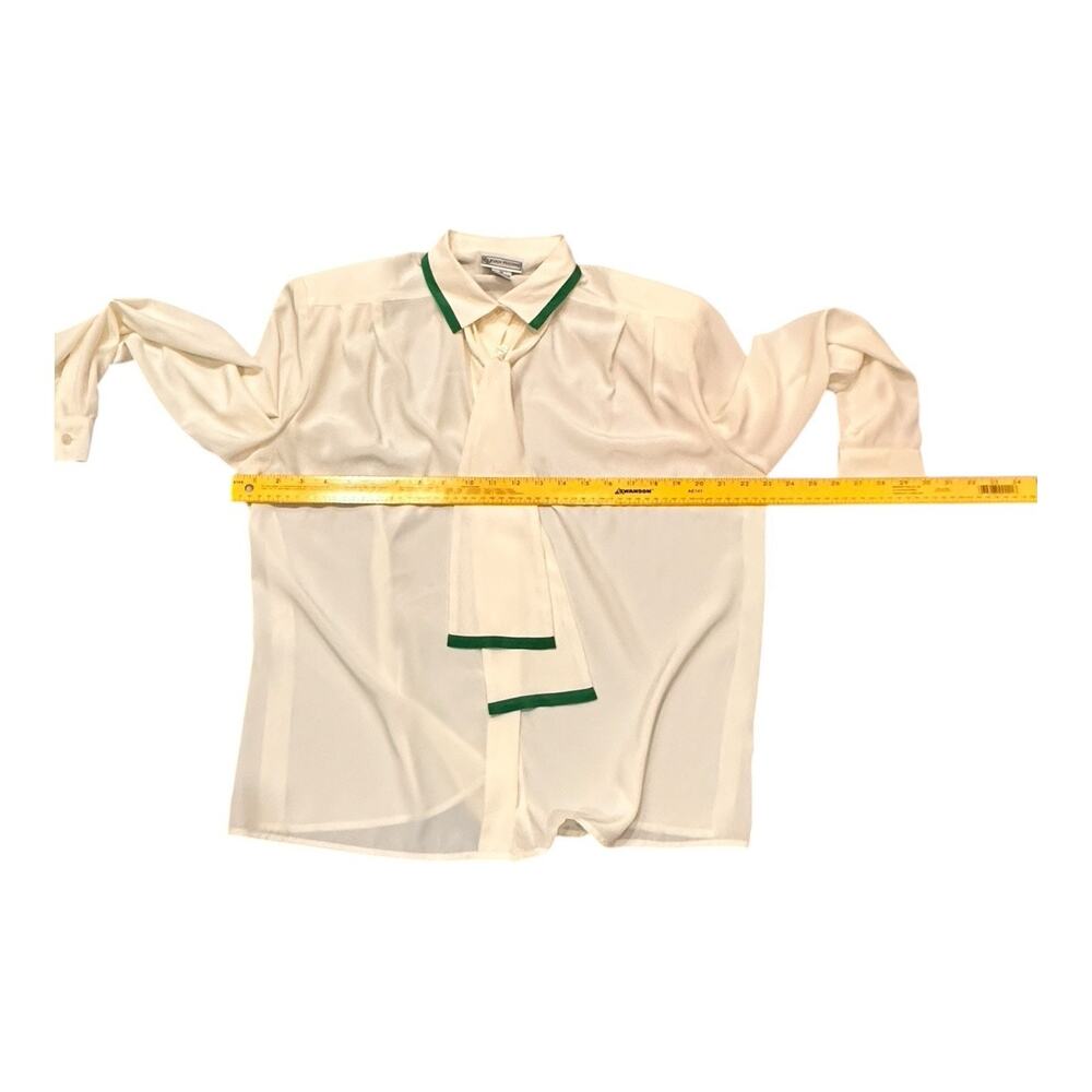 Vtg Evan Picone Lord & Taylor Cream Silky Blouse Shoulder Pads Bow Sz 16 NWT - Picture 9 of 11
